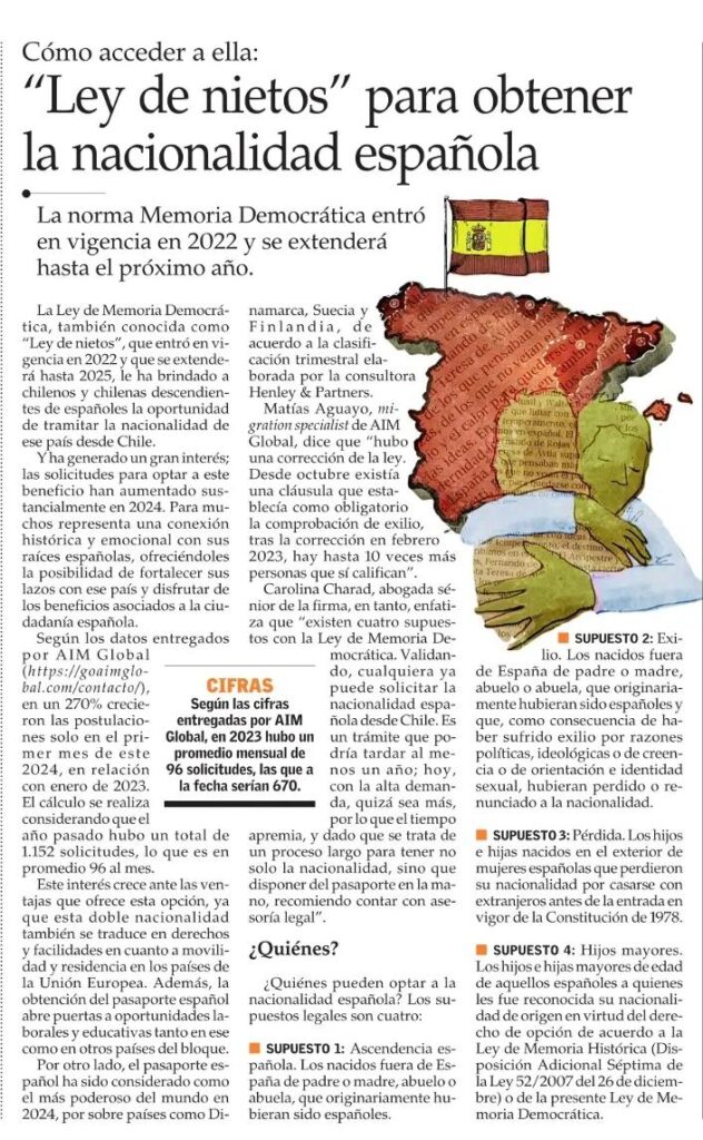 En 270% aumentaron las postulaciones a la “Ley de Nietos” para obtener nacionalidad española, el primer mes de 2024  ￼
