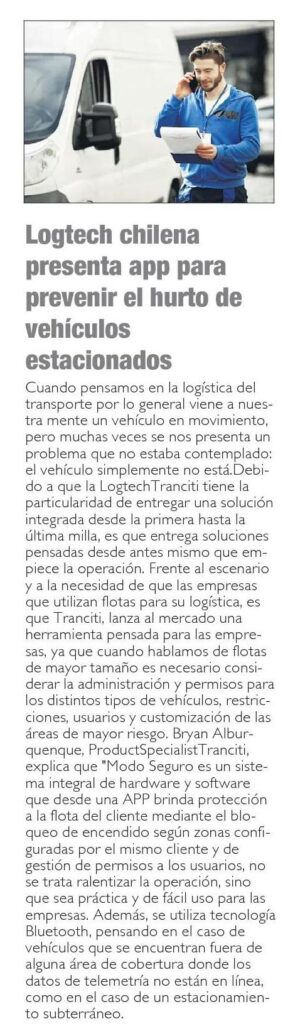 Logtech chilena lanza al mercado aplicación para prevenir el hurto de vehículos estacionados para todo LATAM